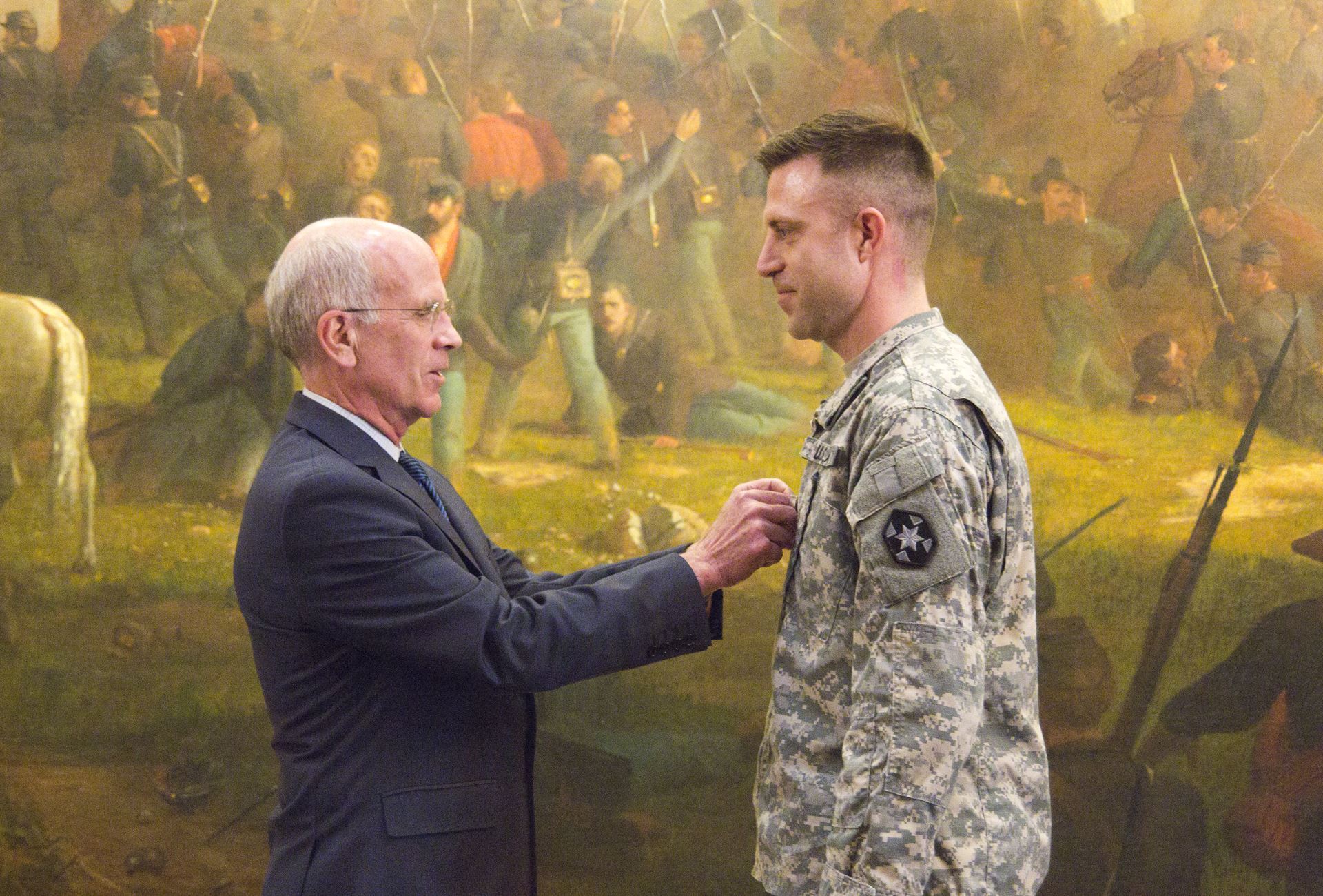 "Senator Peter Welch at the promotion of Lt. Col. Jeff Schnoor. (Photo Provided)"